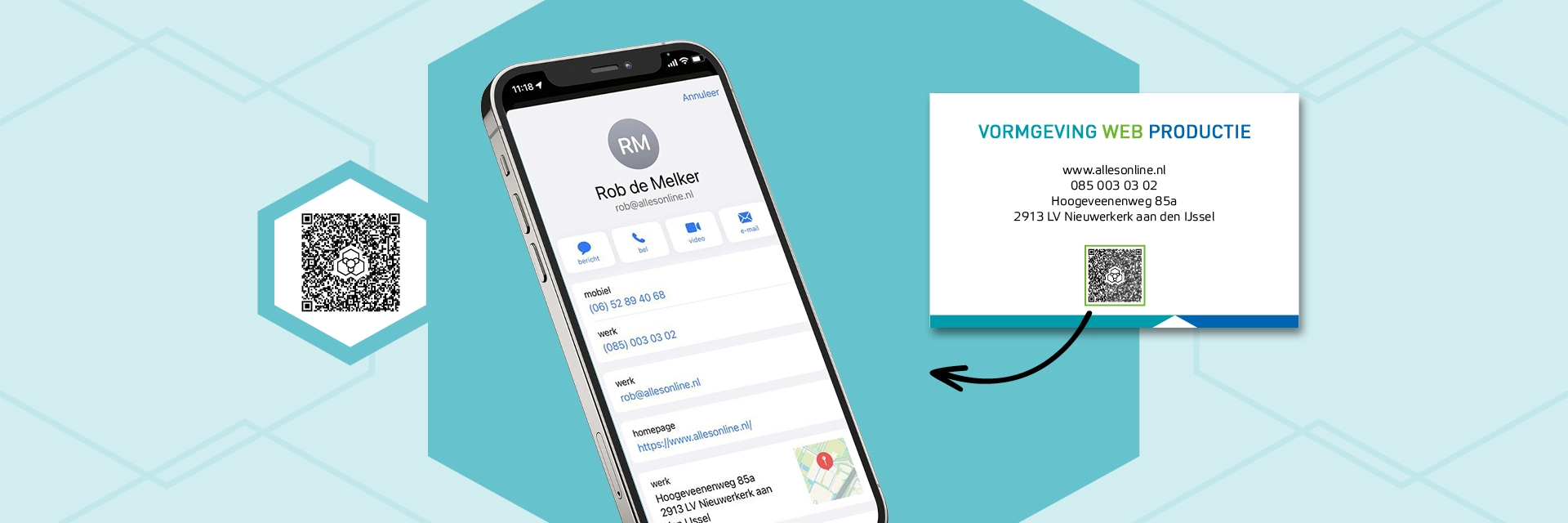 AllesOnline blog over digitale visitekaartjes via QR-code:  VCard