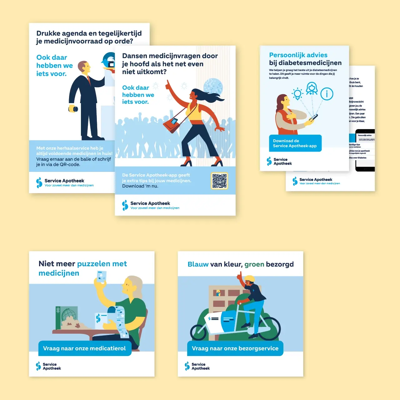 Service Apotheek posters, flyers en social media banners gemaakt door AllesOnline