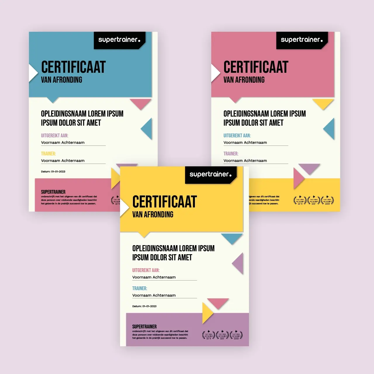 Supertrainer certificaten gemaakt door AllesOnline