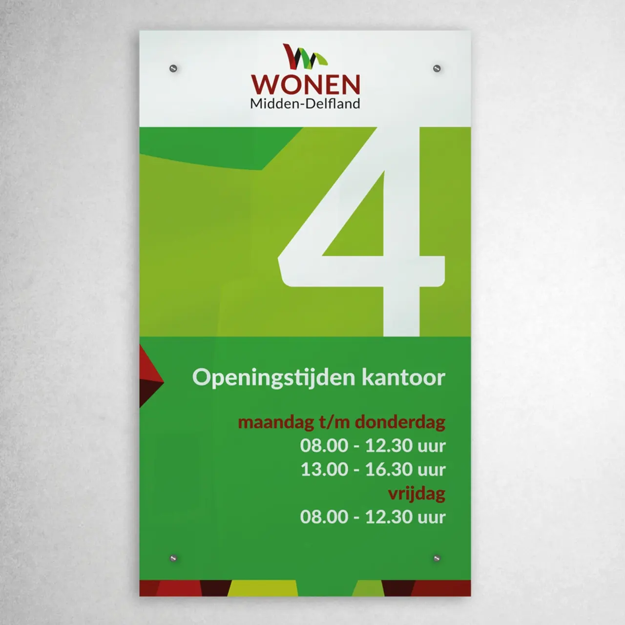 Wonen Midden Delfland bordje openingstijden gemaakt door AllesOnline